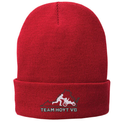 Fleece Lined Knit Cap - Red Thumbnail